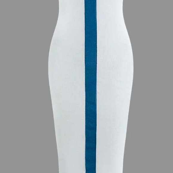 NWT MICAS Colorblock V-neck Ribbed Split Maxi Dress (M) - Picture 2 of 7